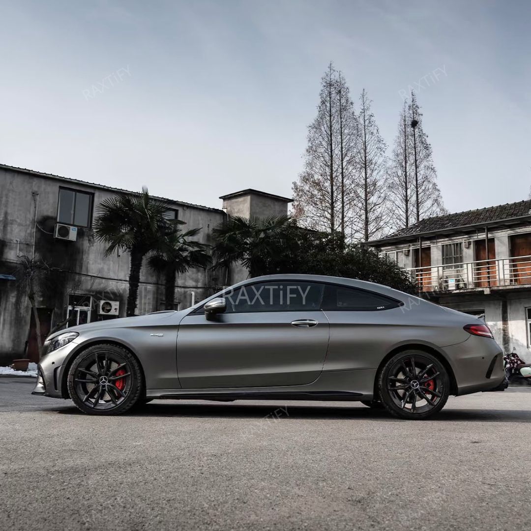 Satin Metallic Dark Gray Vinyl Wrap benzs side