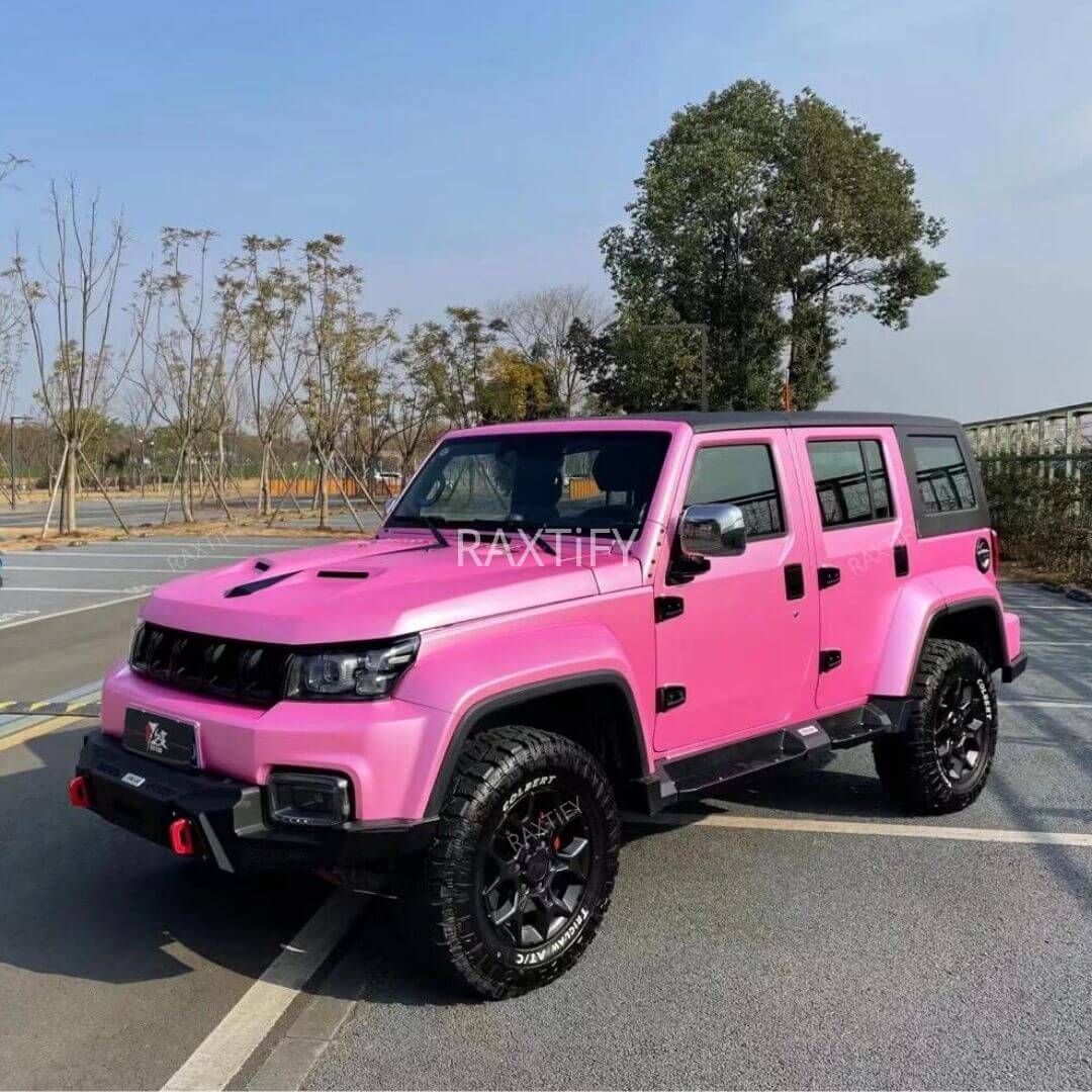 Track in Satin Metallic Pearl Pink Vinyl Wrap