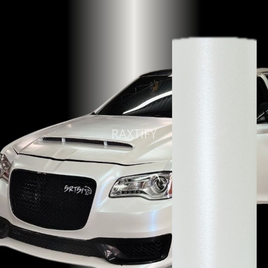 Satin Metallic Pearl White Vinyl Wrap