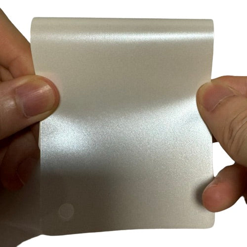 Satin Metallic Pearl White Vinyl Wrap sample