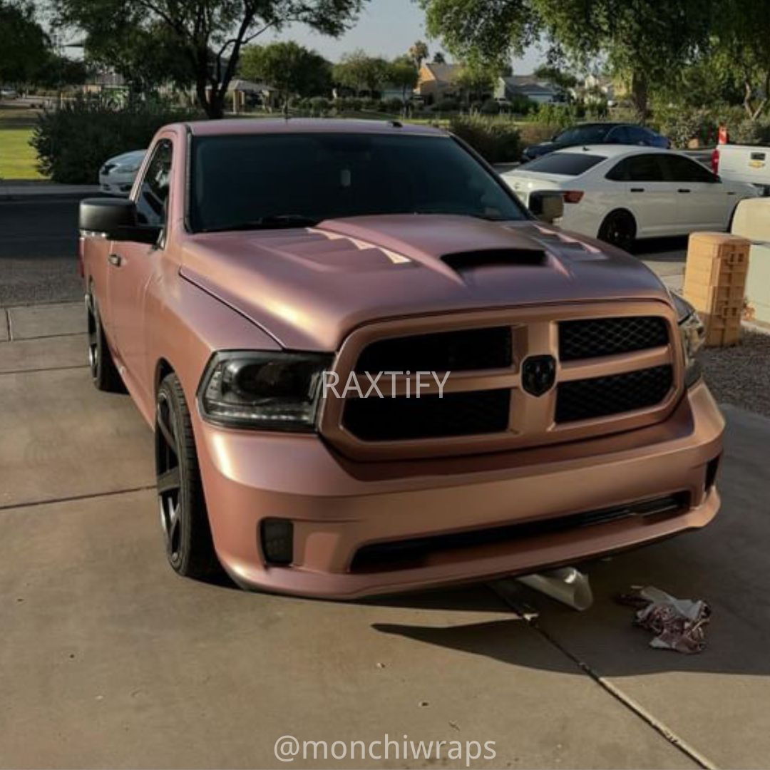 Front of Satin Metallic Rose Gold Car Wrap