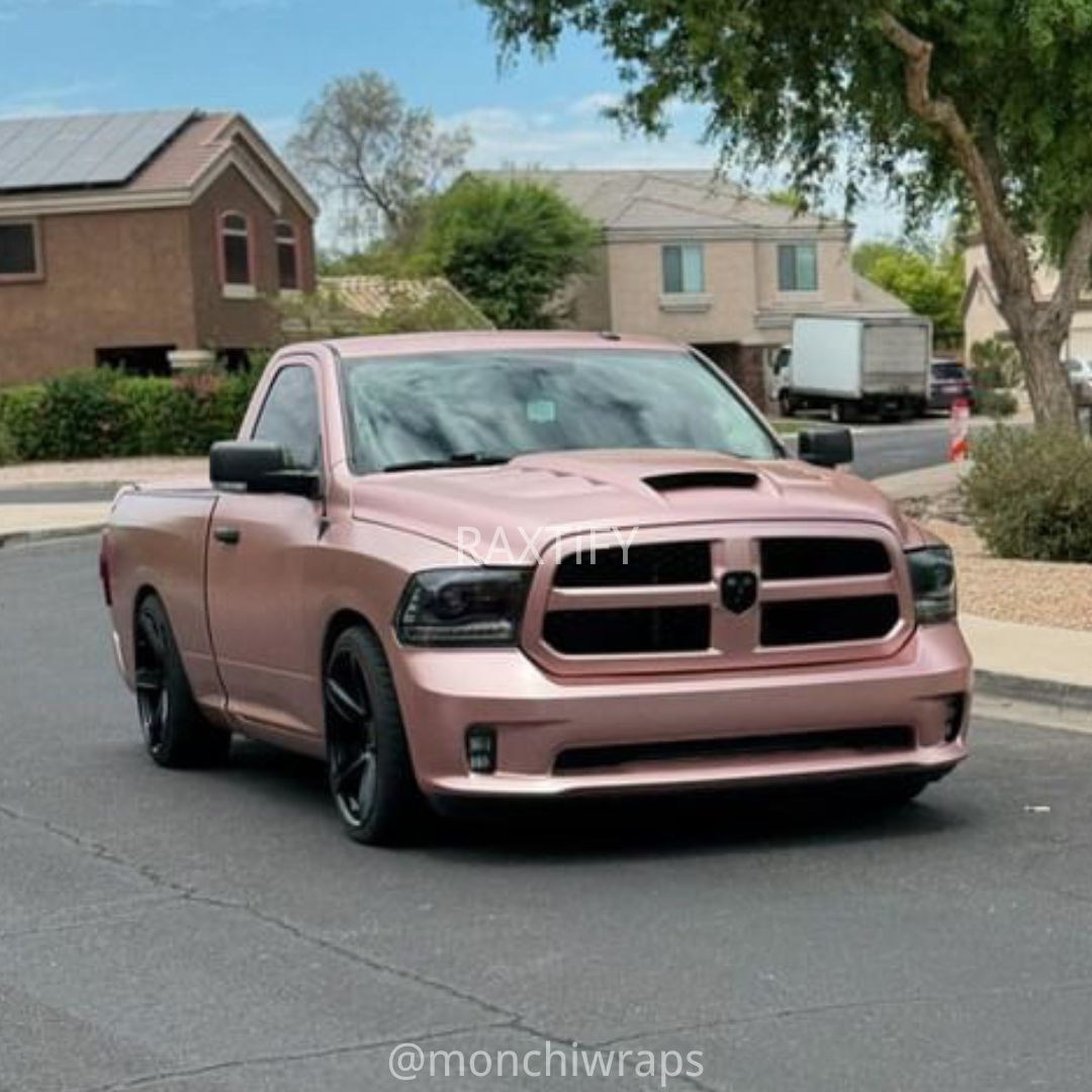 SIde of Satin Metallic Rose Gold Car Wrap