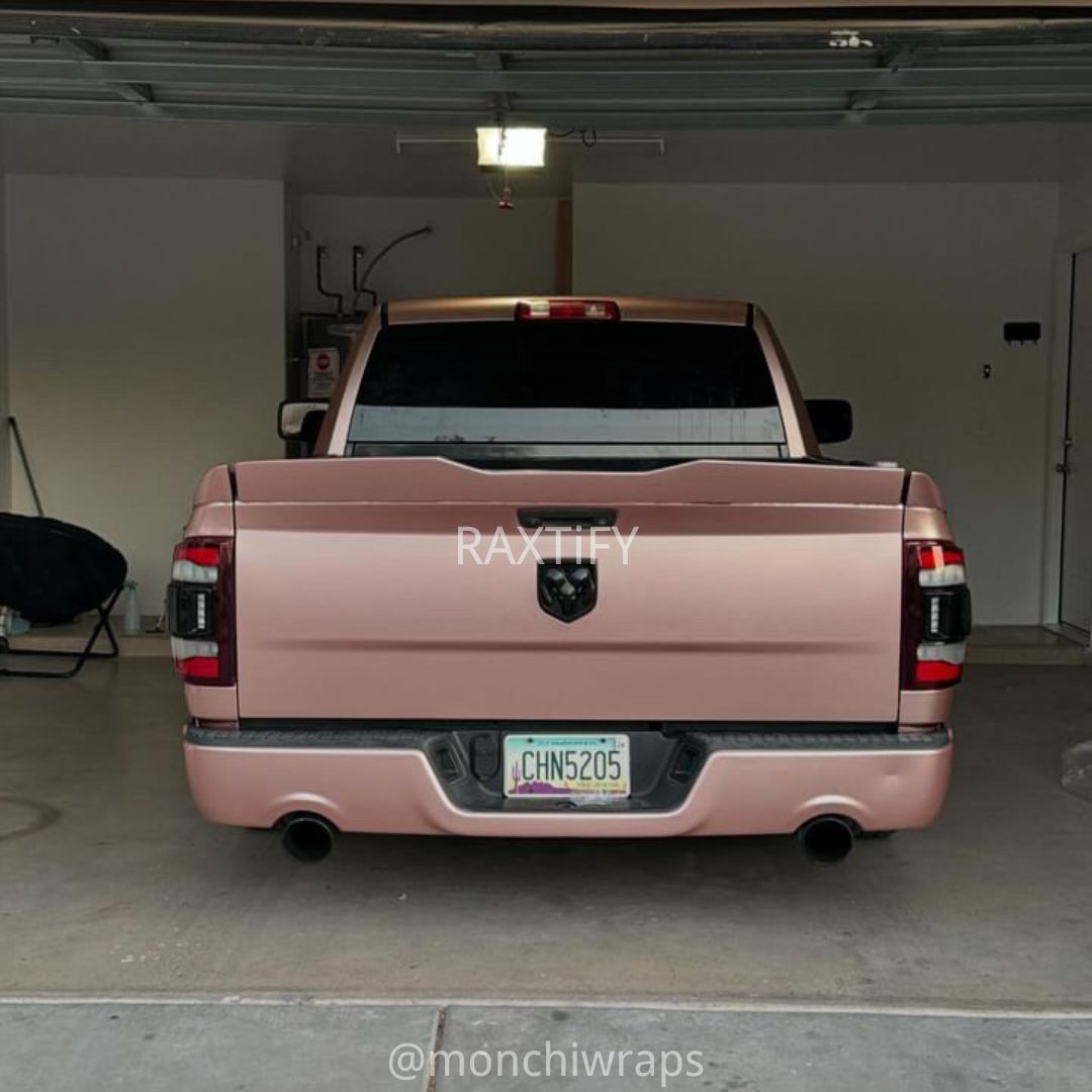 Rear of Satin Metallic Rose Gold Car Wrap