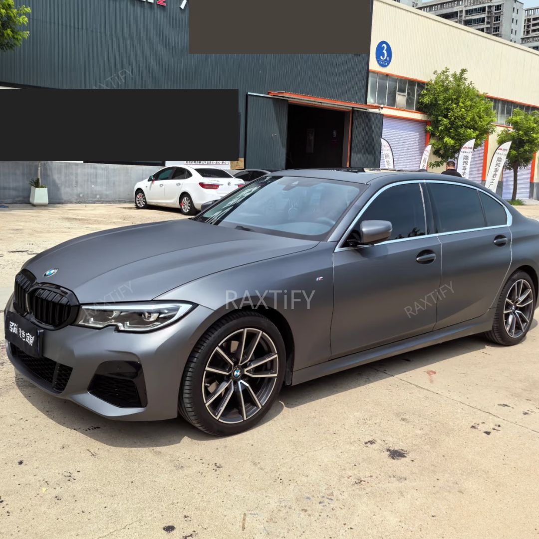 Satin Metallic Metal Gray Vinyl Wrap bmw