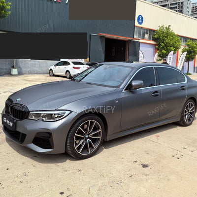 Satin Metallic Metal Gray Vinyl Wrap bmw