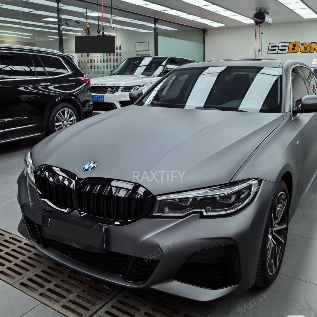Satin Metallic Metal Gray Vinyl Wrap bmw full look