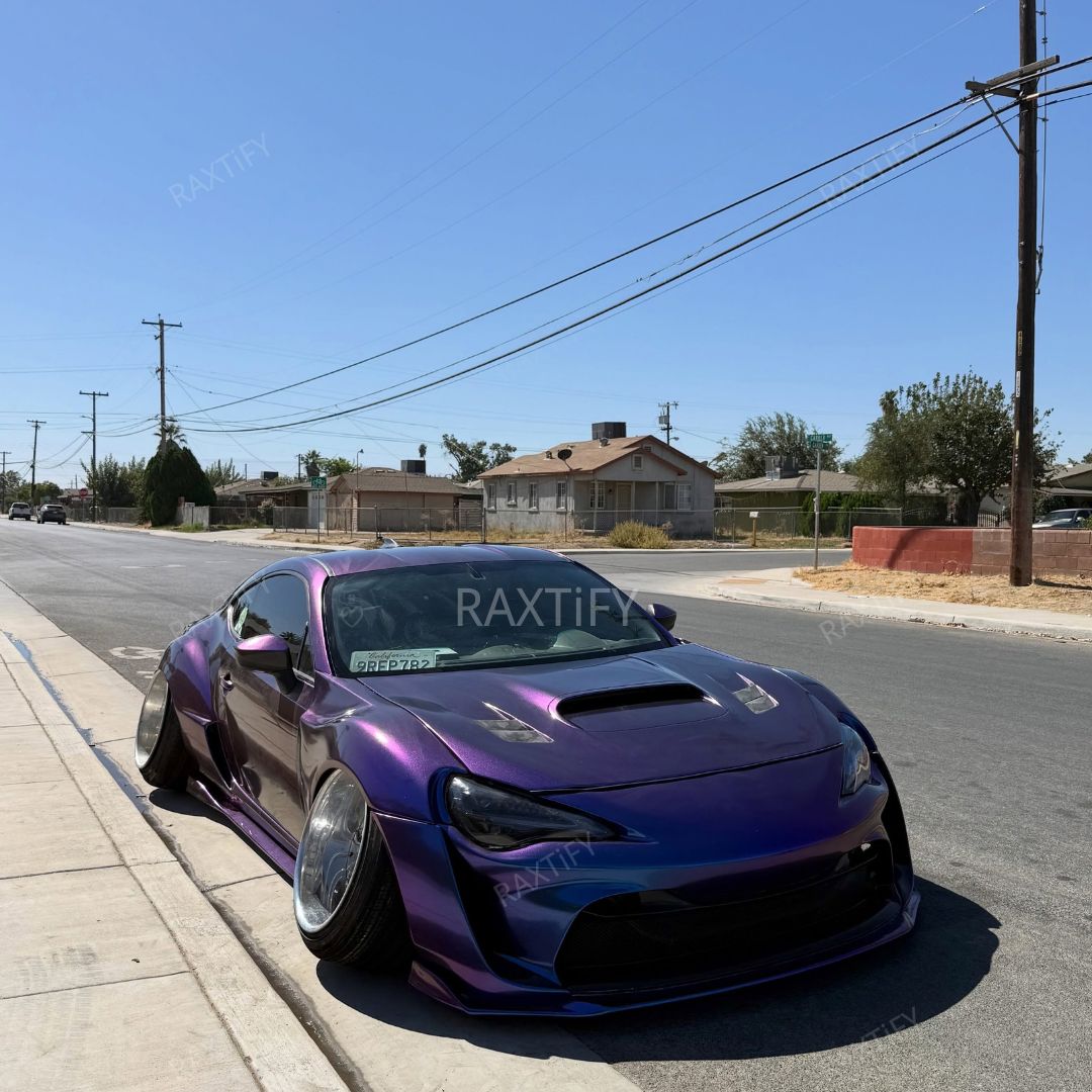 Color Shift Satin Purple Red Vinyl Wrap on subaru look