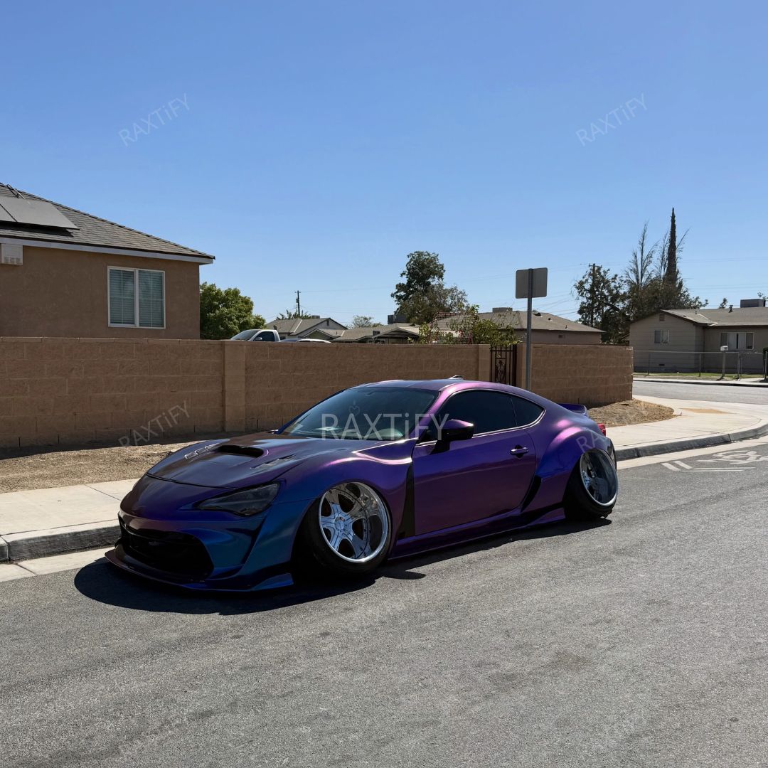 Color Shift Satin Purple Red Vinyl Wrap on subaru 