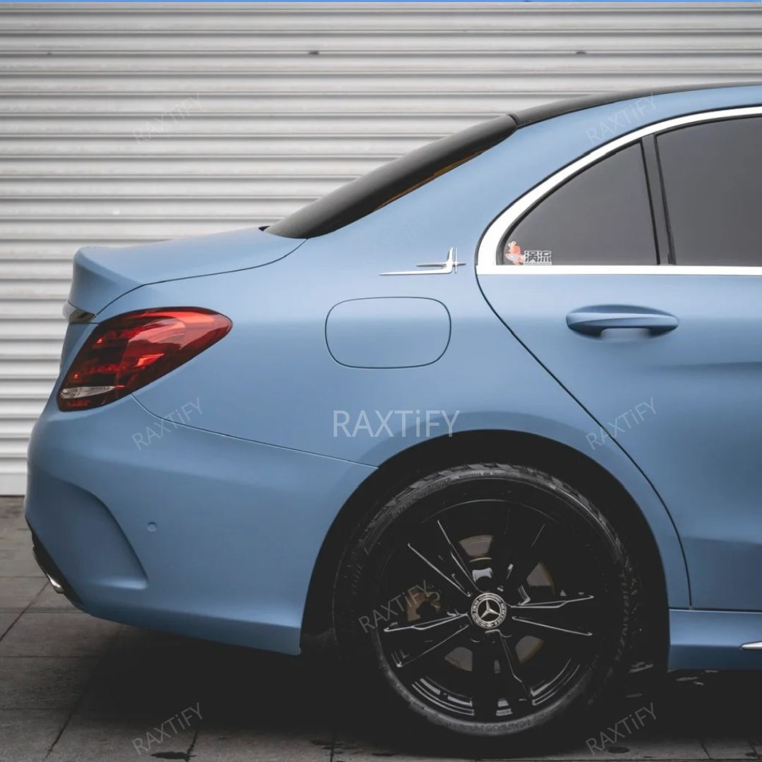 Super Matte China Blue Car Wrap Metcedes Benz back design