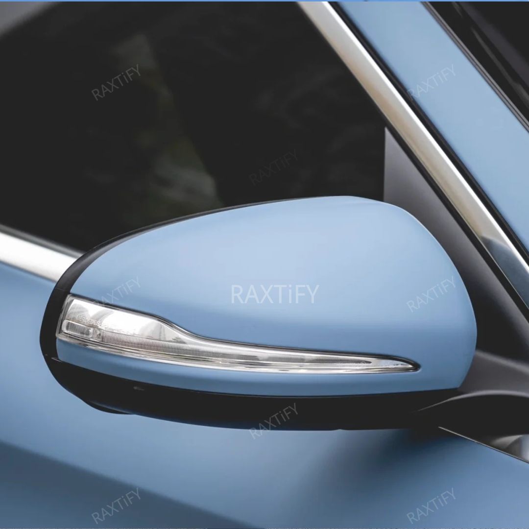 Super Matte China Blue Car Wrap Metcedes Benz mirror design