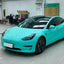 Super Matte Tiffany Car Wrap Tesla model 3 front look