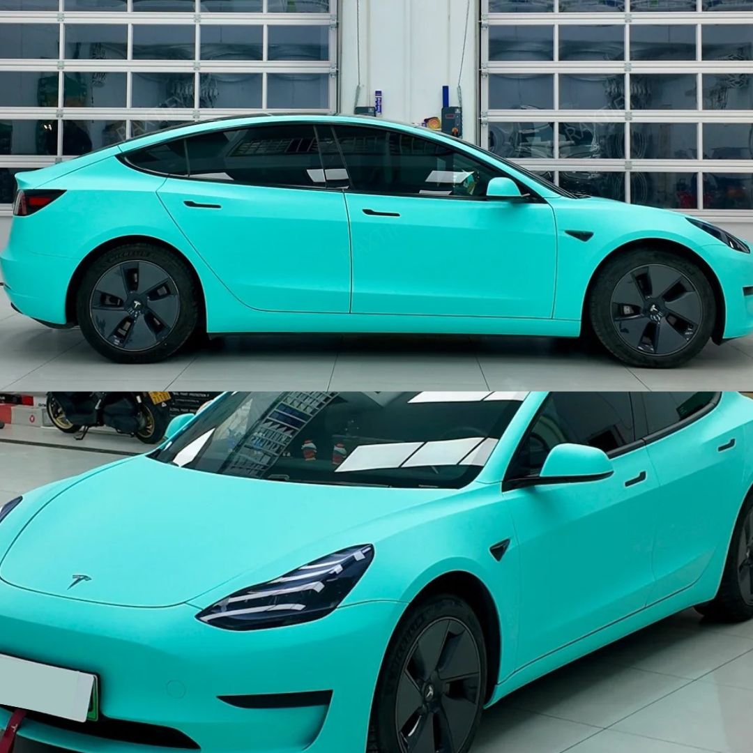Super Matte Tiffany Car Wrap ful tesla color 