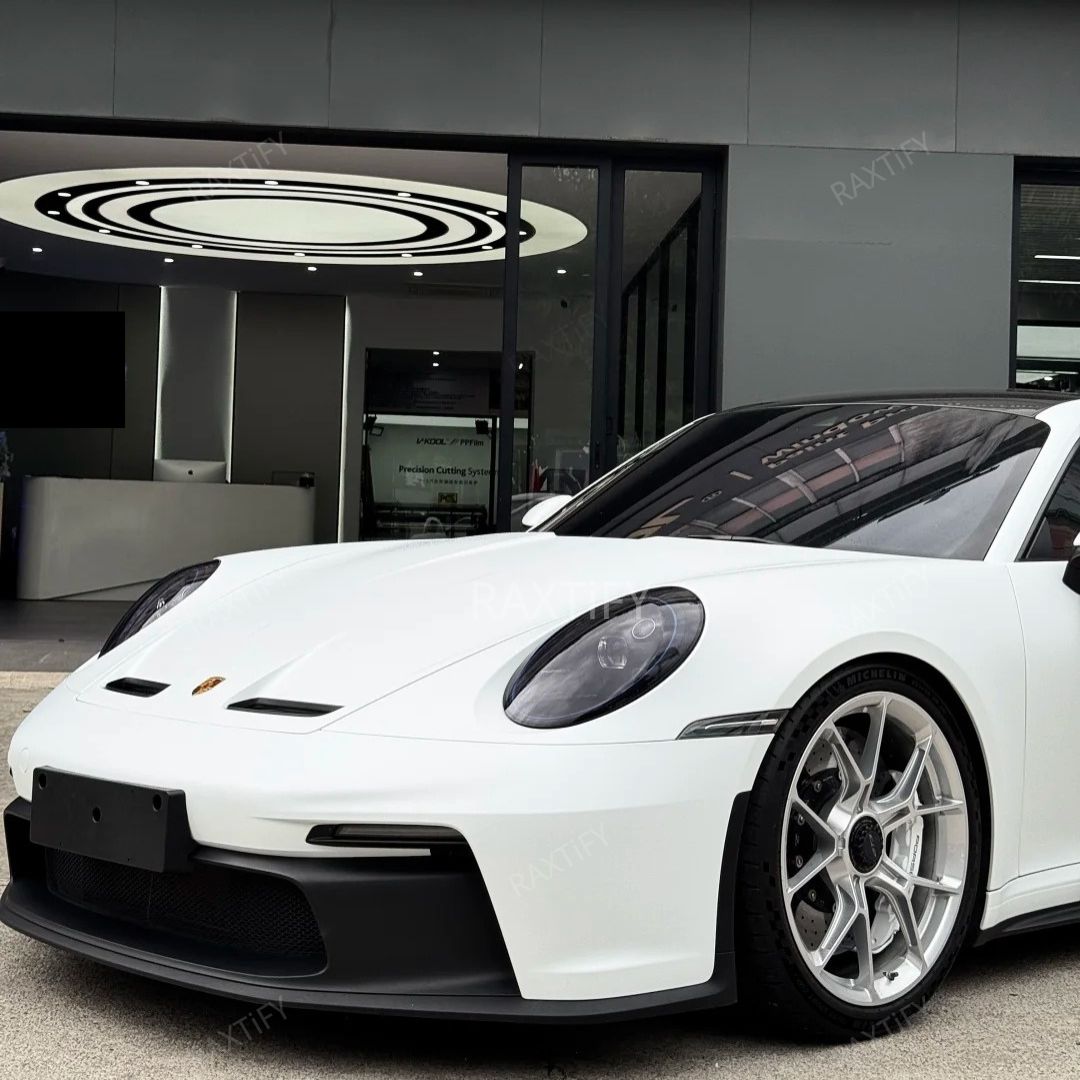 Porsche Super Matte Pure White Car Vinyl Wrap