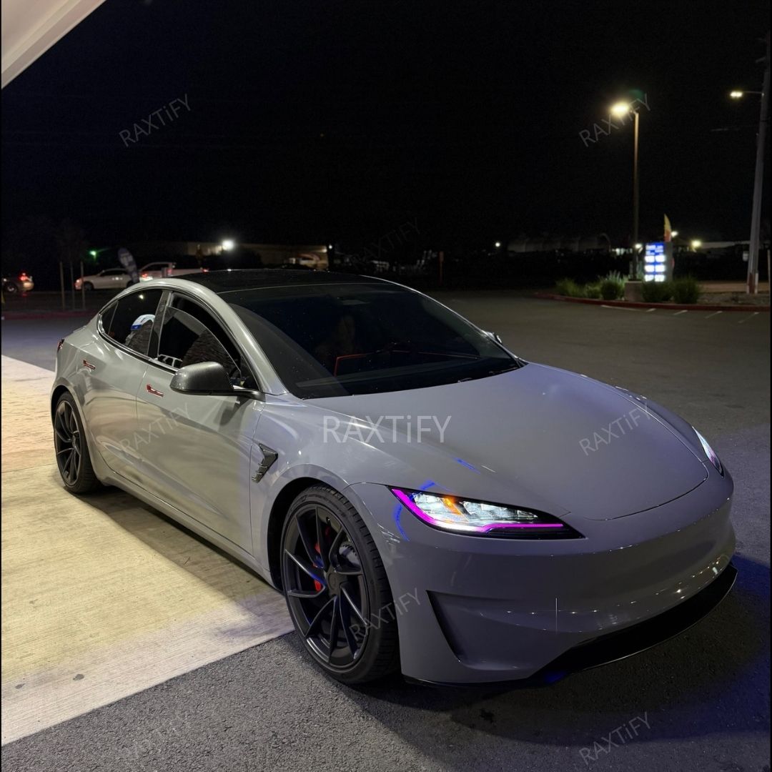 Gloss Nardo Gray Vinyl Wrap tesla night look