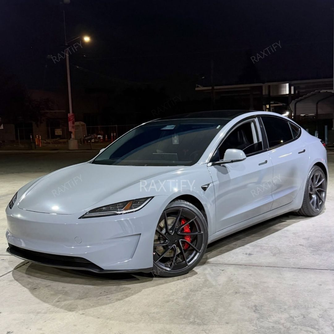 Gloss Nardo Gray Vinyl Wrap tesla model 3