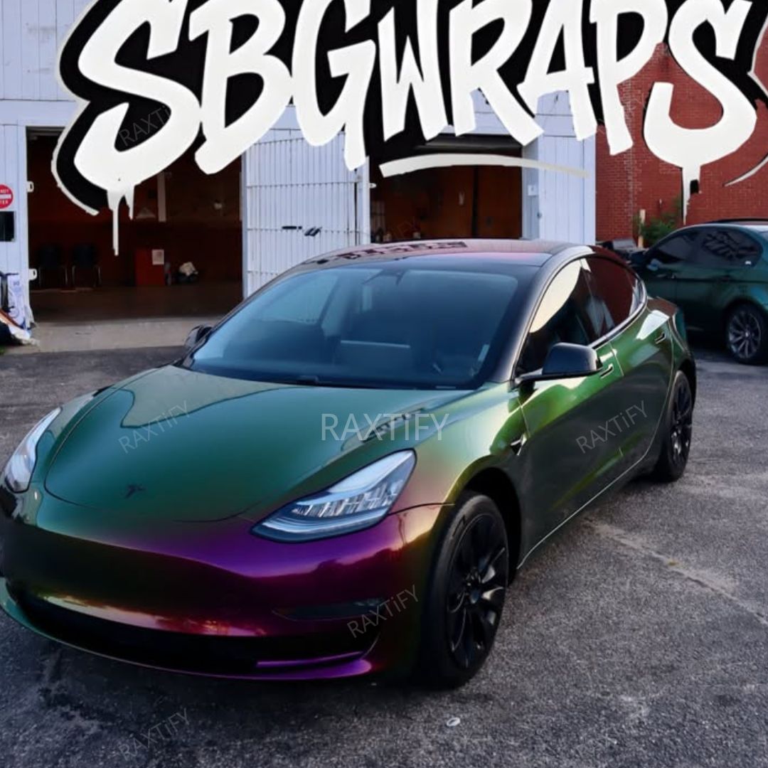Tesla Model 3 Color Shift Spectrum Grape Gold Vinyl Wrap