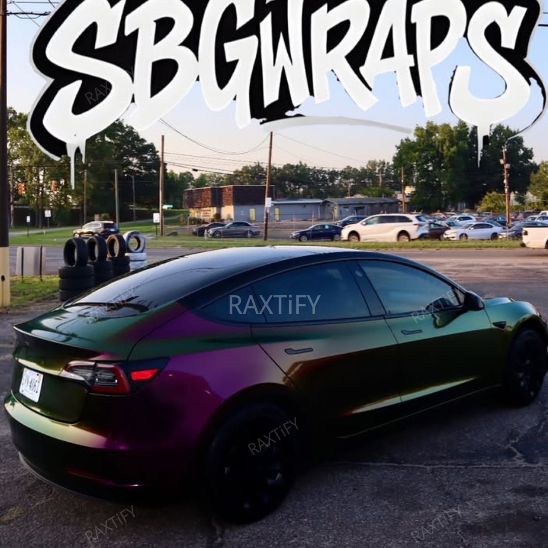 Tesla Model 3 Color Shift Spectrum Grape Gold Vinyl Wrap