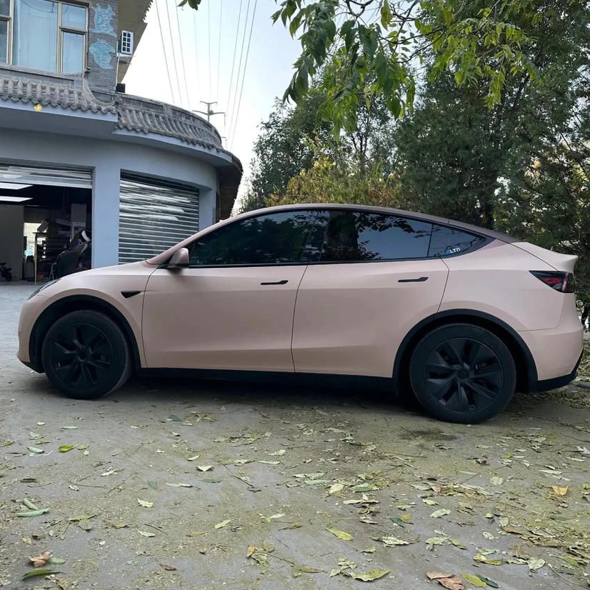 Tesla in Matte Sand Yellow Vinyl Wrap
