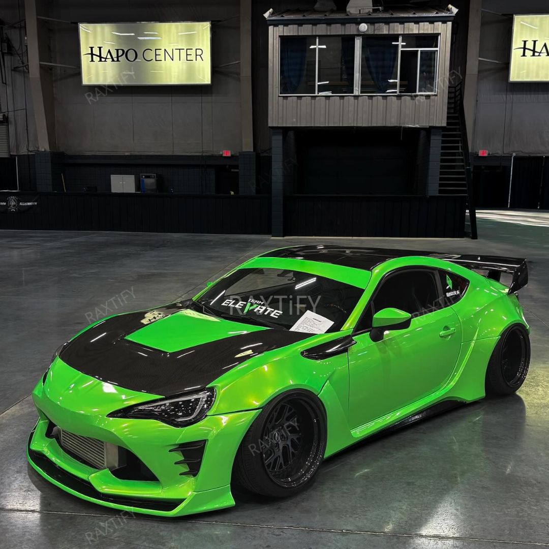 Color Shift Neon Gold Green Vinyl Wrap on toyota gr86