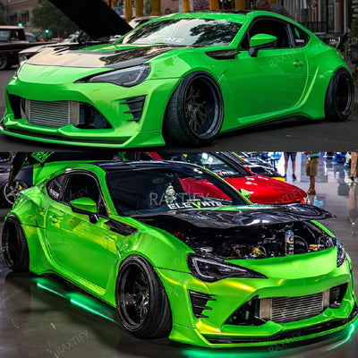 Color Shift Neon Gold Green Vinyl Wrap on Toyota 