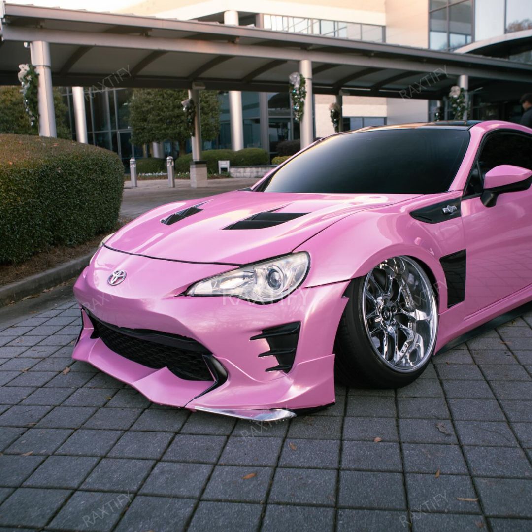 Gloss Metallic Pearl Pink Car Wrap on toyota hood