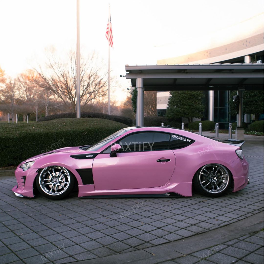 Gloss Metallic Pearl Pink Car Wrap on toyota side look