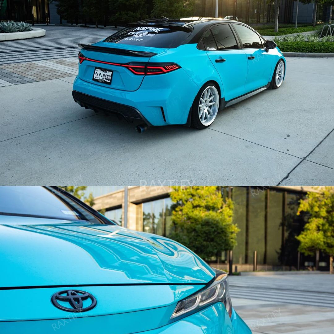 Gloss Miami Blue Vinyl Wrap Toyota back look