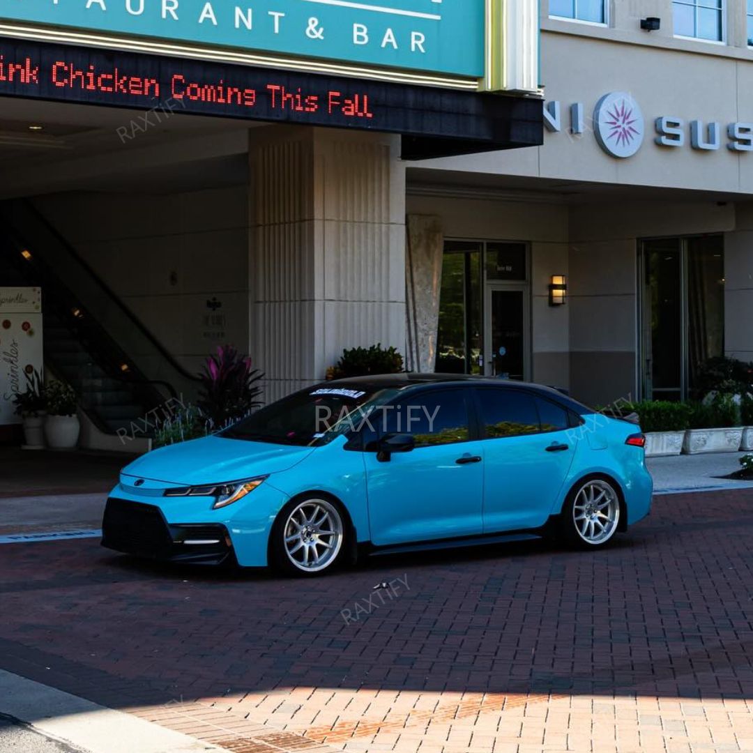 Gloss Miami Blue Vinyl Wrap Toyota outside
