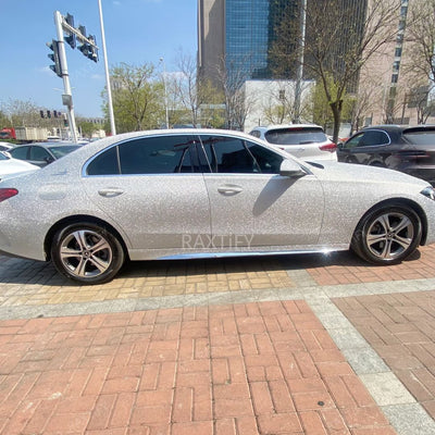 Ultra Diamond Glitter Silver Vinyl Wrap Daytime Look