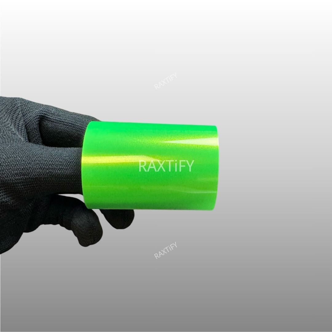 Ultra Gloss Metallic Neon Gold Green Paint Protection Film Sample