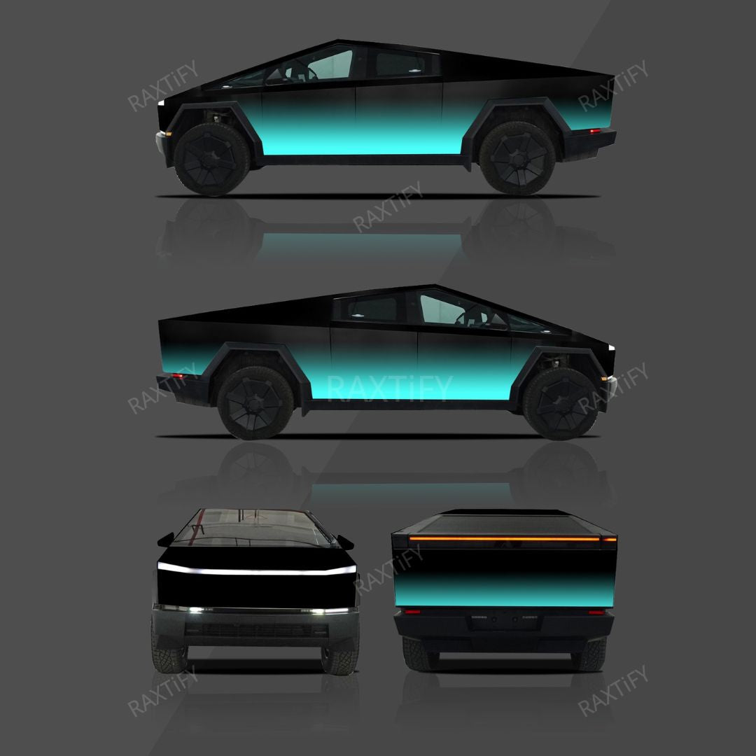Black to Blue Tesla Cybertruck Gradient Wrap