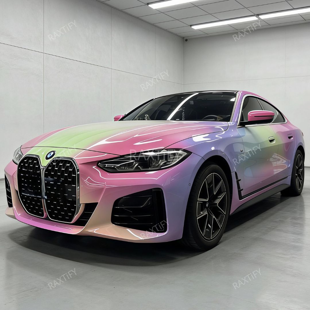 Cotton Candy Fade Car Wrap on a BMW