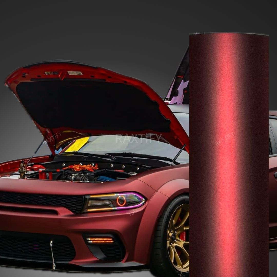 Satin Chrome Silk Oxide Red Vinyl Wrap