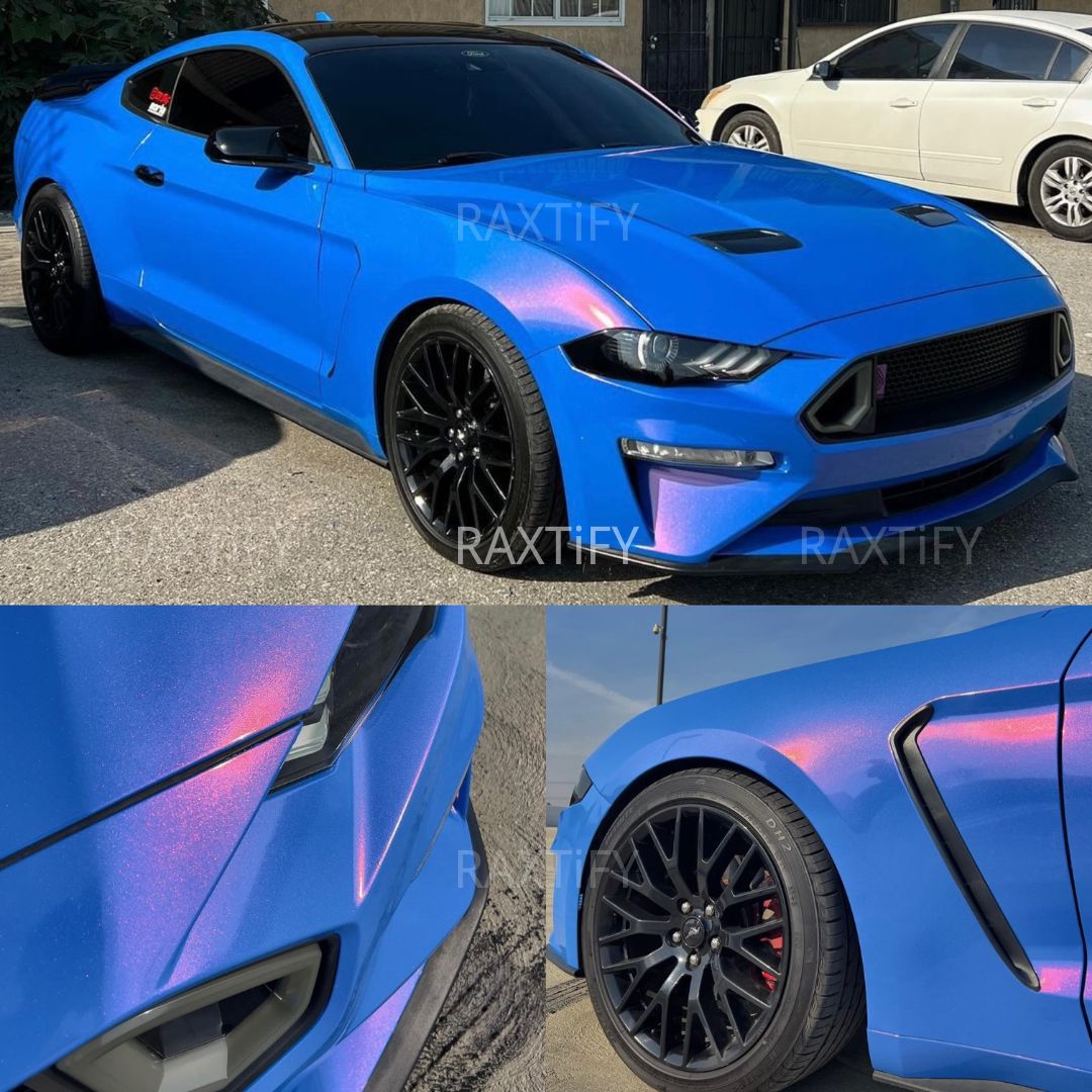 Color Shift Glitter Blue Red Vinyl Wrap