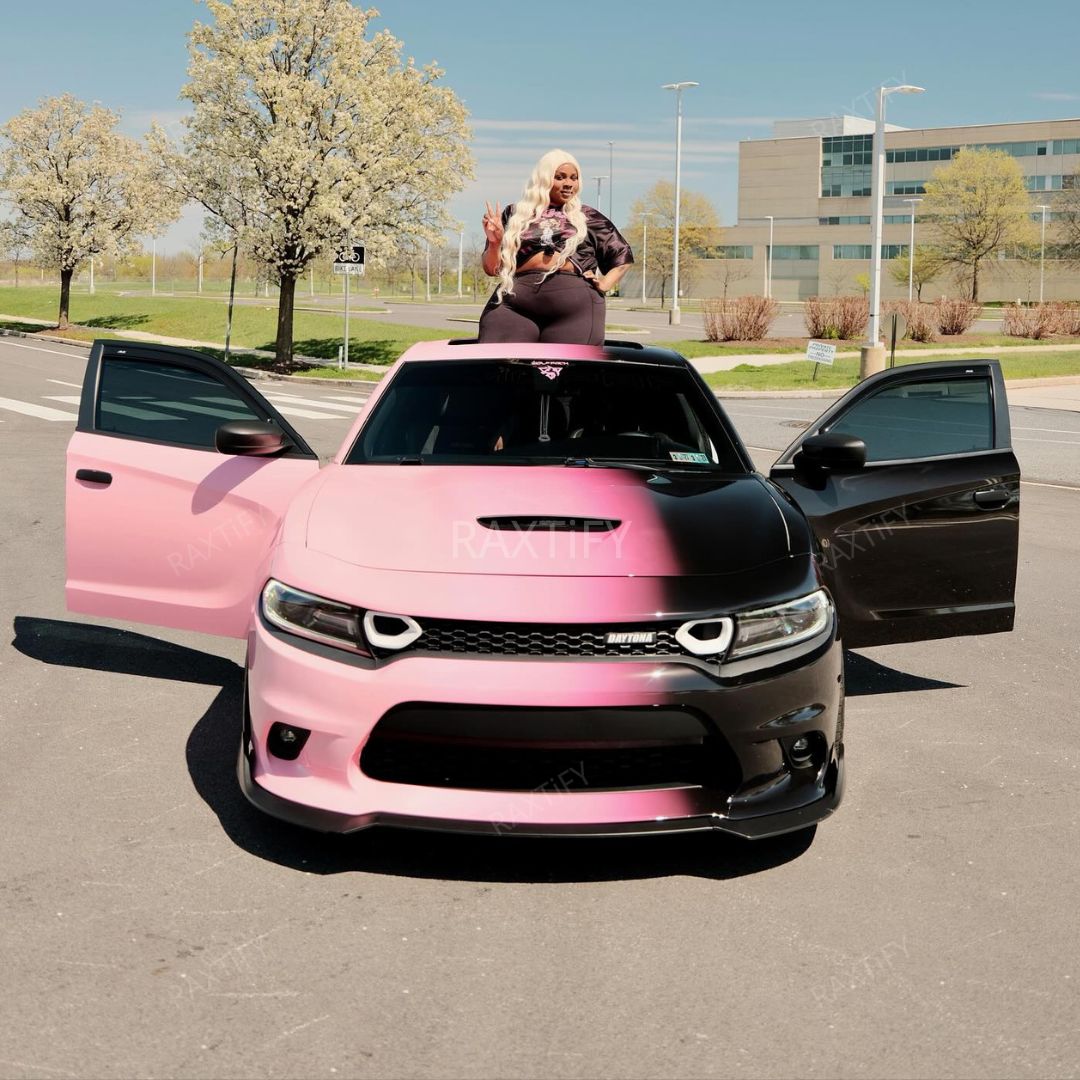 Custom Gradient Pink Black Fade Vinyl Wrap for Dodge Charger