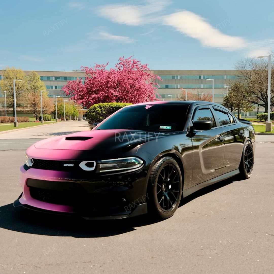 Custom Gradient Pink Black Fade Vinyl Wrap for Dodge Charger