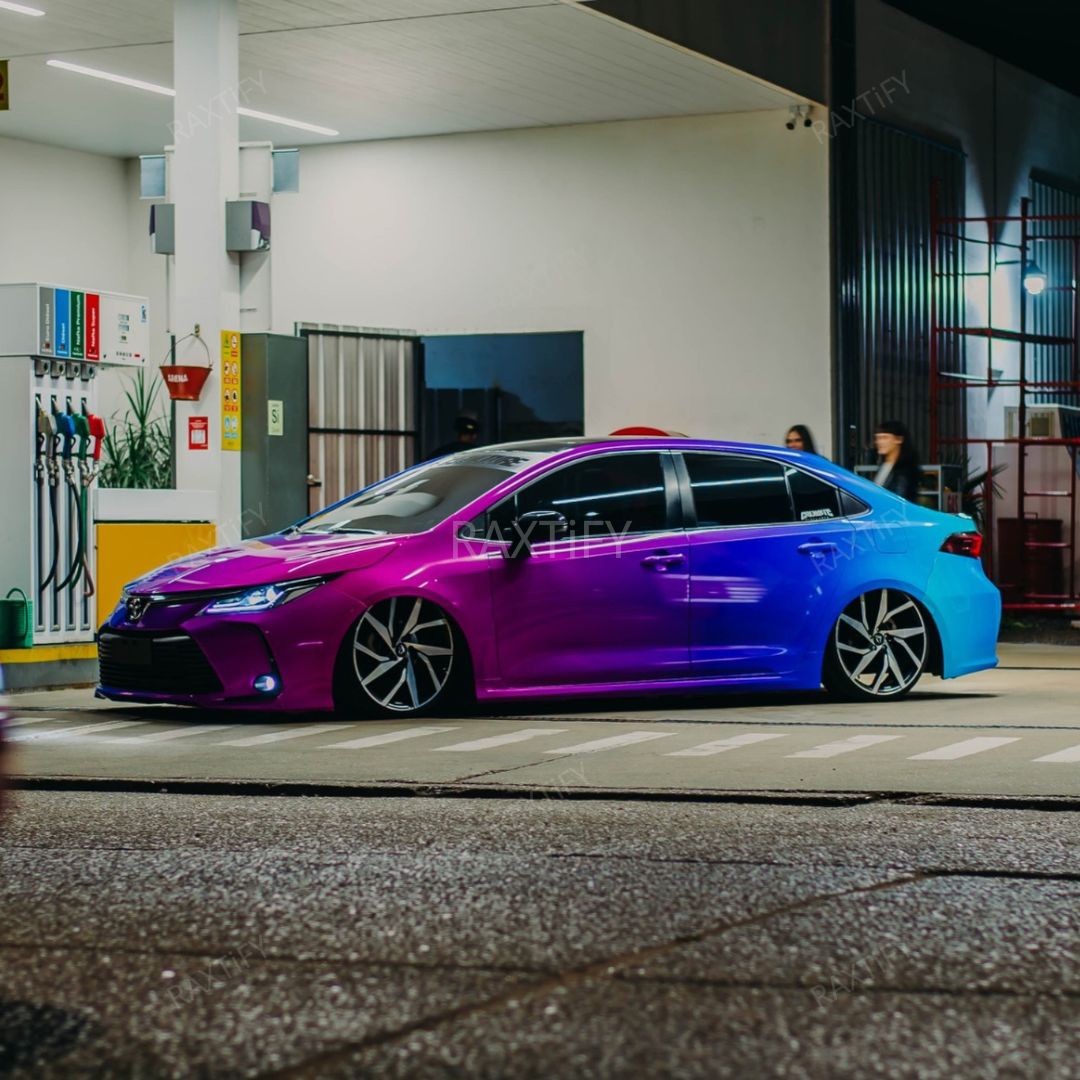 Custom Pink Blue Teal Gradient Fade Vinyl Wrap