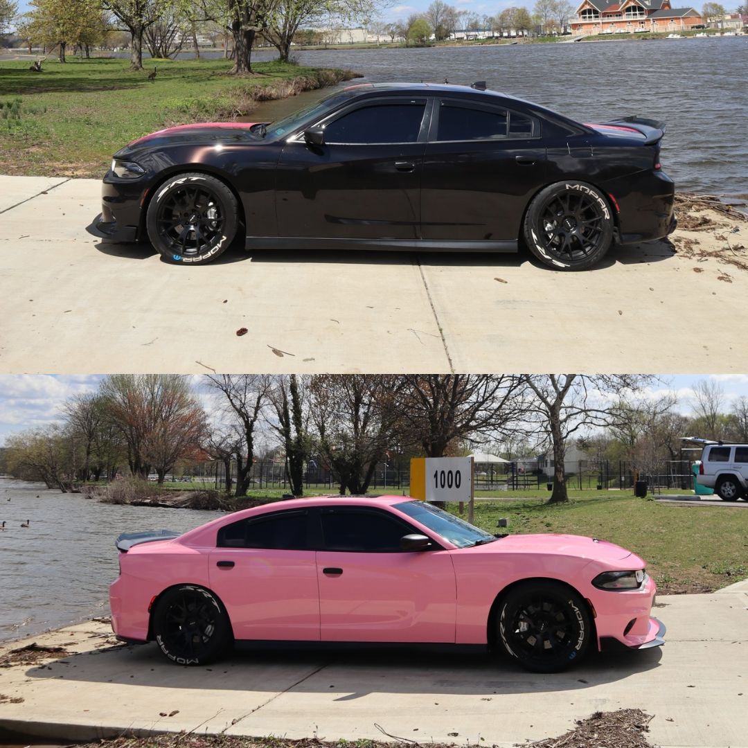 Dodge Charger Daytona Black Pink Gradient Vinyl Wrap