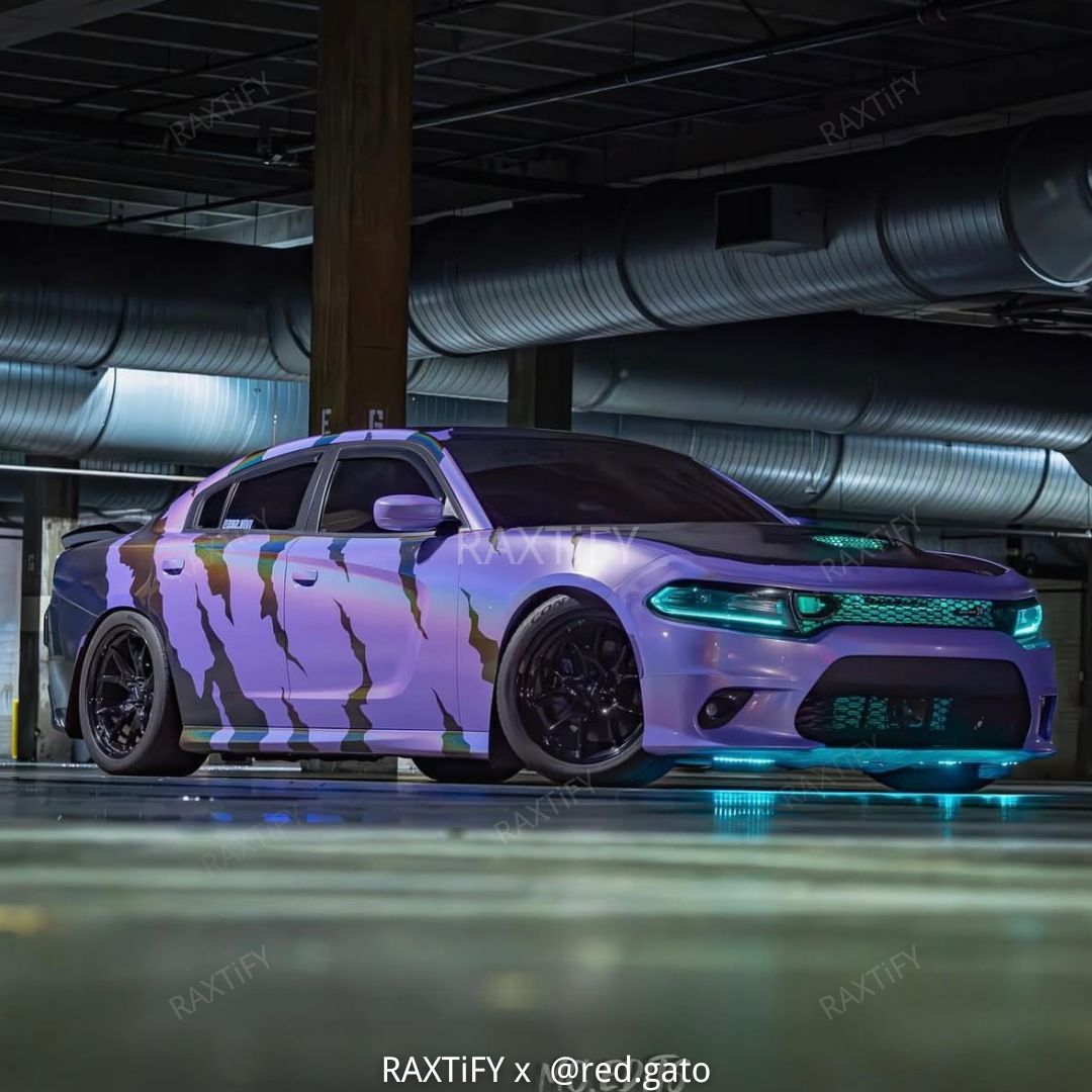 dodge charger featuring Laser Gloss Purple Vinyl Wrap