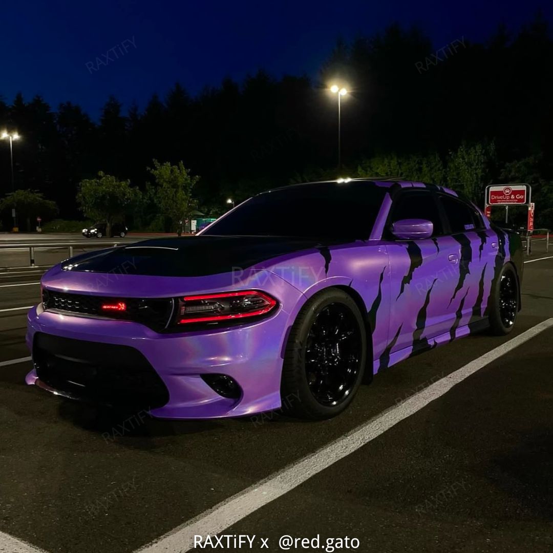 dodge charger featuring Laser Gloss Purple Vinyl Wrap