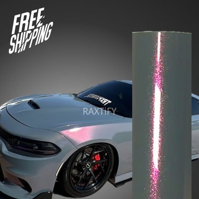 Color Shift Glitter Gray Pink Vinyl Wrap