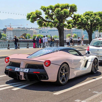 Ferrari Custom White Pink Gradient Vinyl Wrap