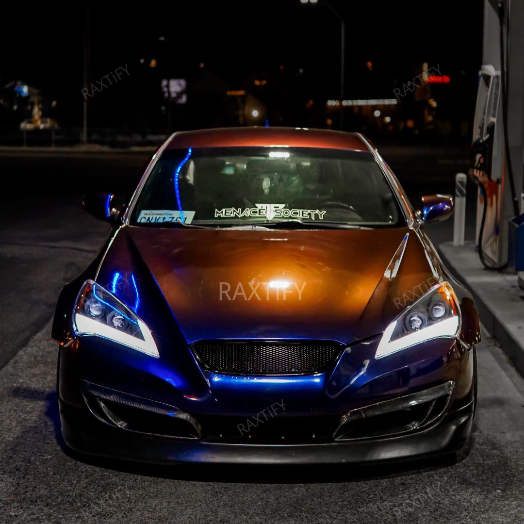 Color Shift Spectrum Dark Blue Purple Vinyl Wrap on genesis hood