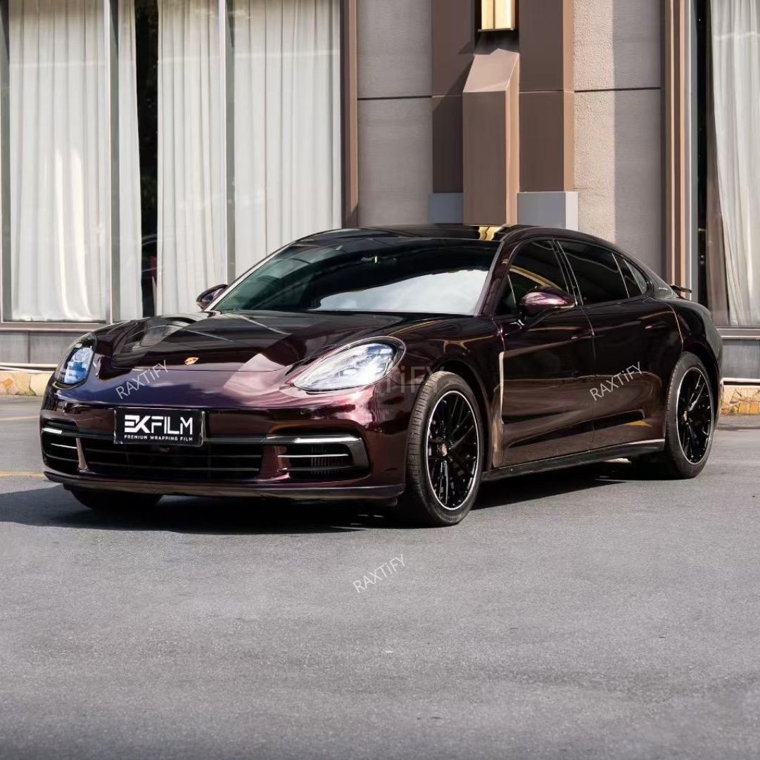 Porsche in Gloss Metallic Burgundy Car Wrap