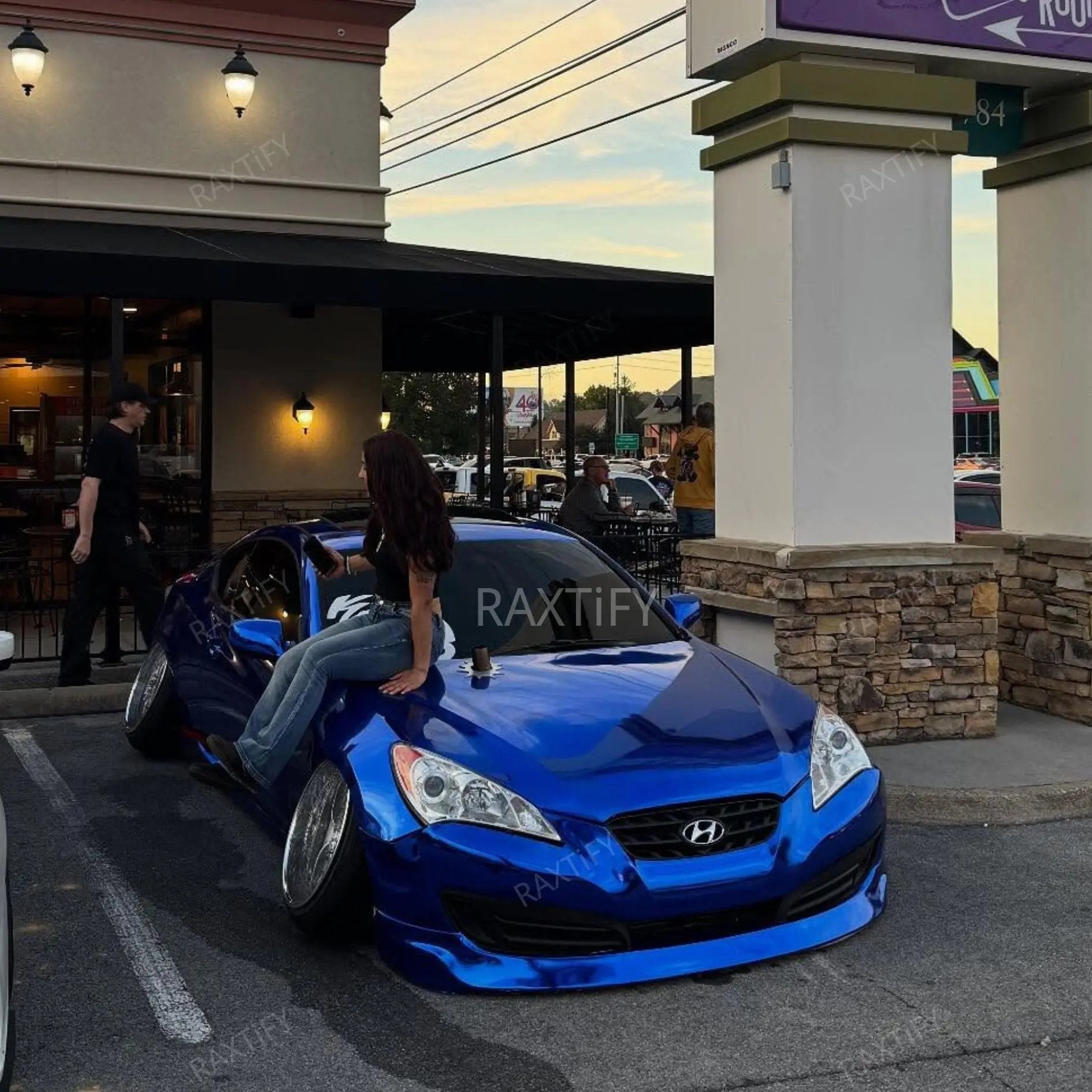 Hyundai Mirror Chrome Blue Vinyl Wrap