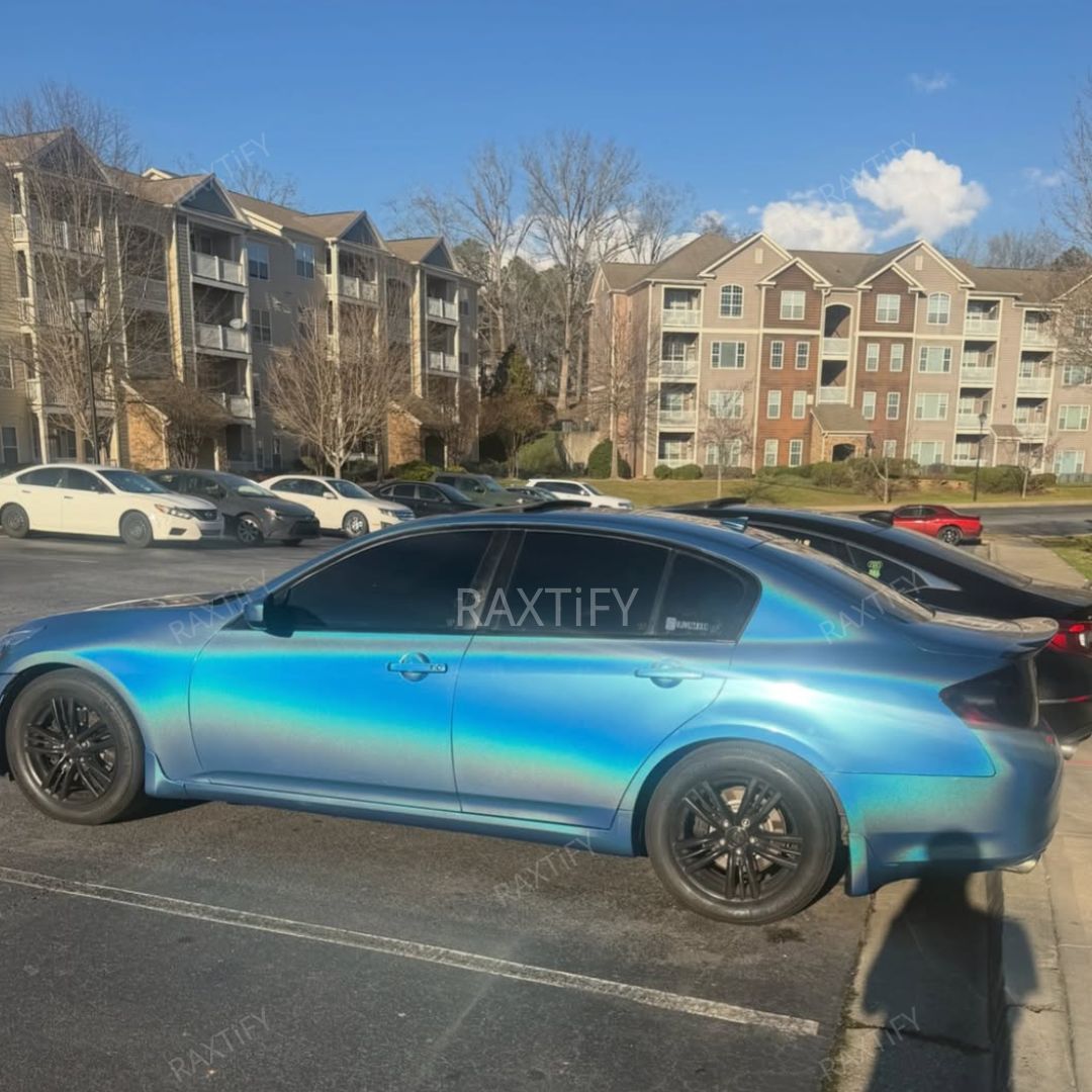 infiniti Laser Gloss Blue Vinyl Wrap  day look