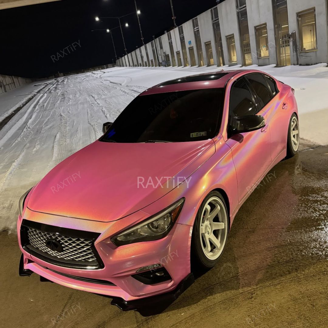 Laser Gloss Pink Vinyl Wrap Infiniti G37 night look