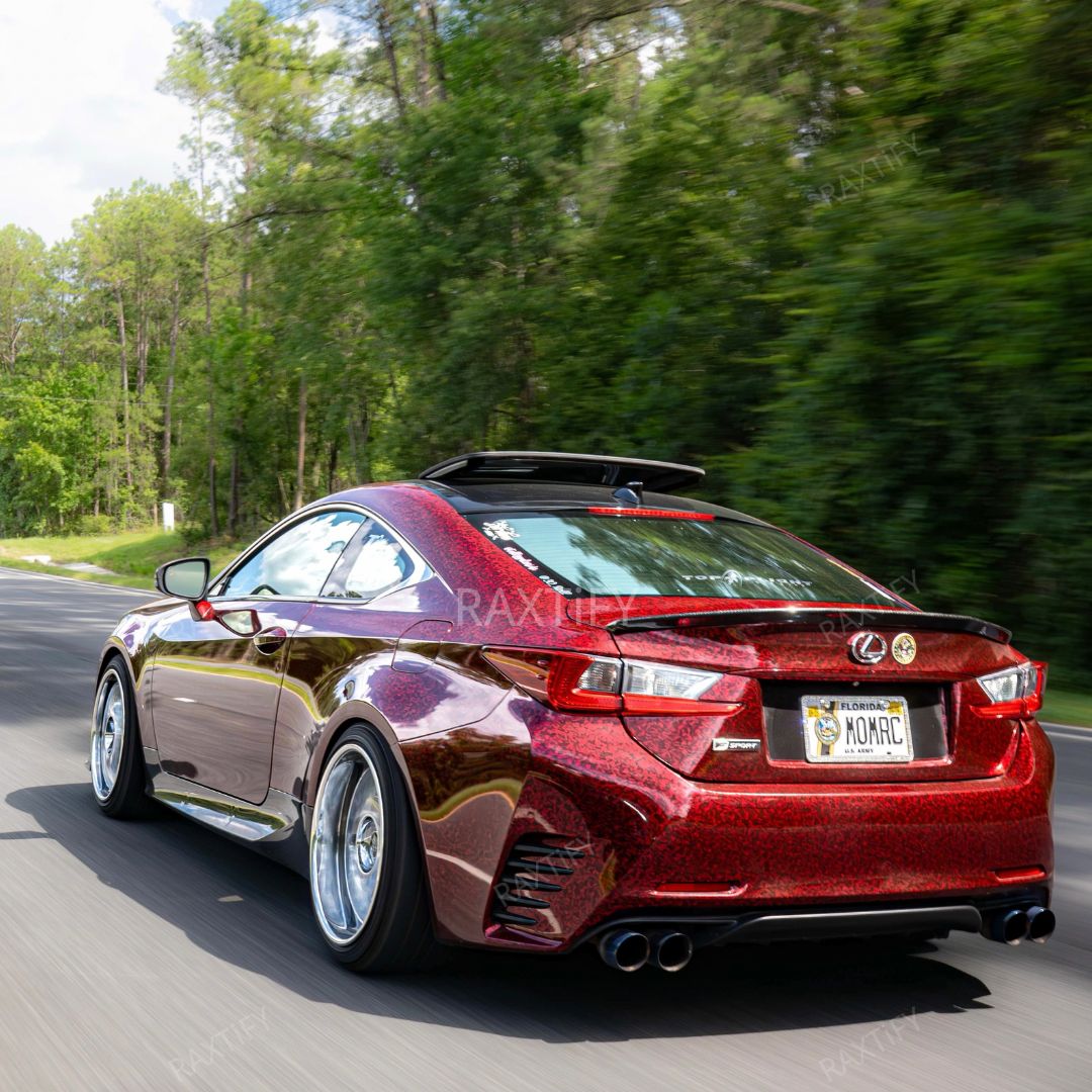 Gloss Black Red Forged Carbon Fiber Vinyl Wrap on lexus