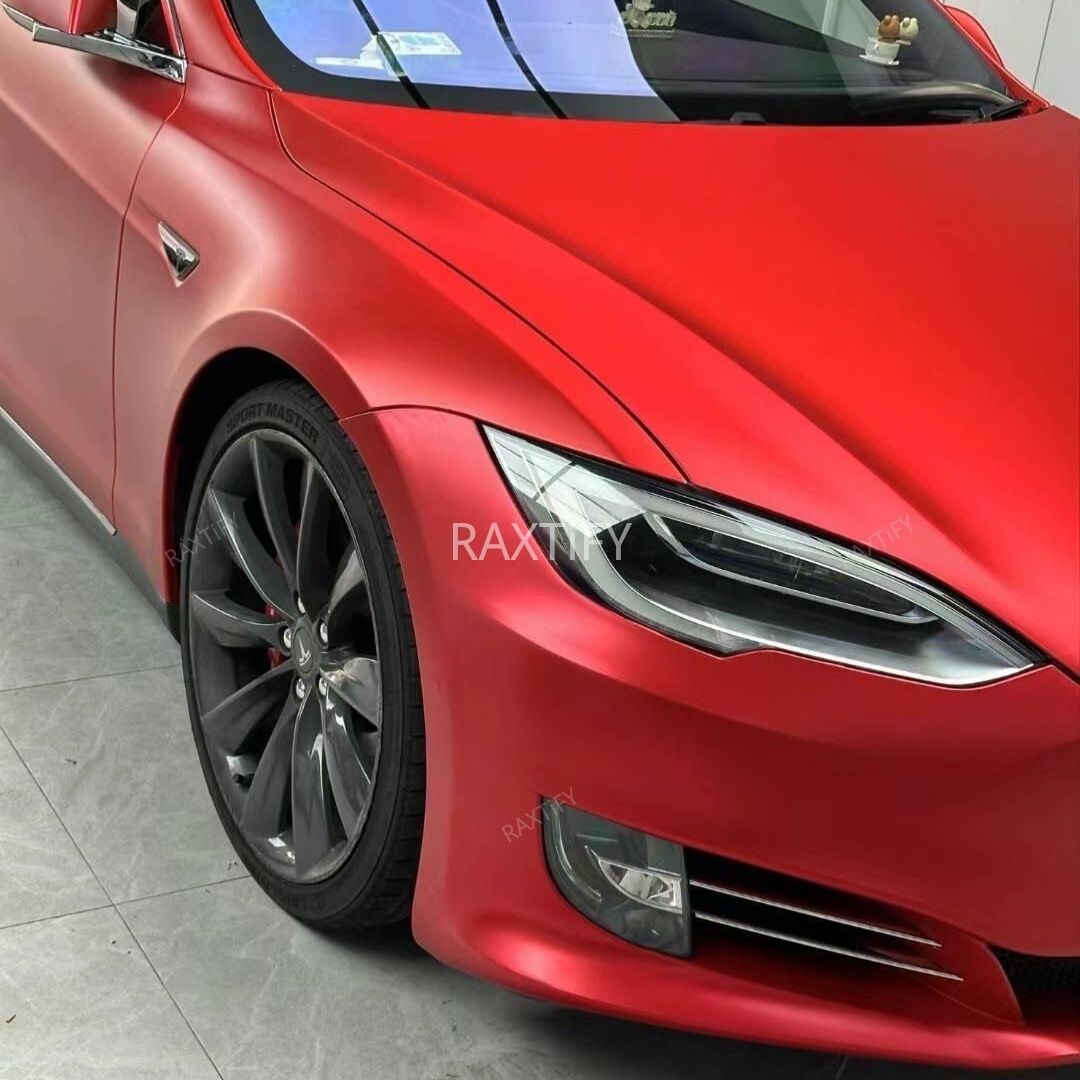 Matte Chrome Candy Red Car Wrap