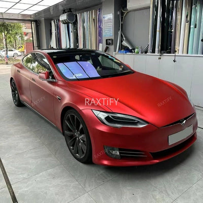 Matte Chrome Candy Red Car Wrap